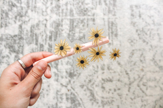 Black Eyed Susan Vinyl Sticker - 4" Clear Sticker