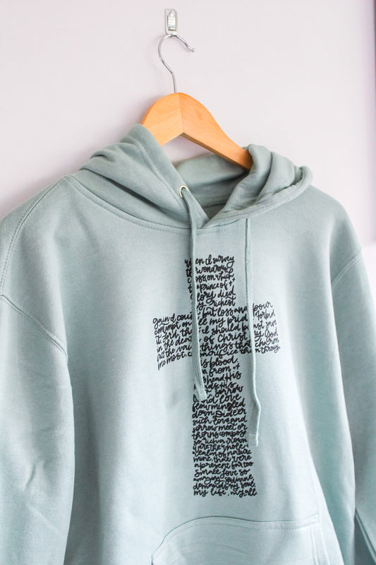 Wondrous Cross Hooded Sweatshirt (Color: Heather Sage)