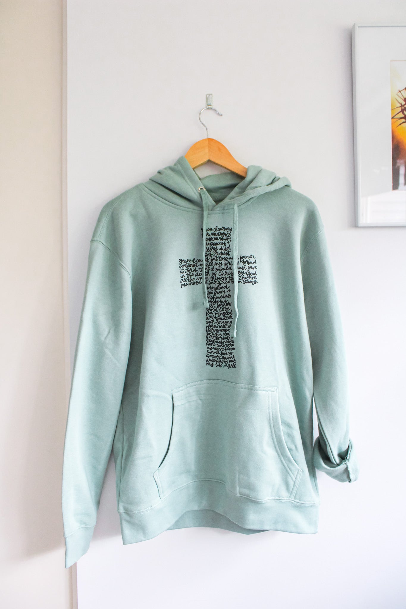 Wondrous Cross Hooded Sweatshirt (Color: Heather Sage)
