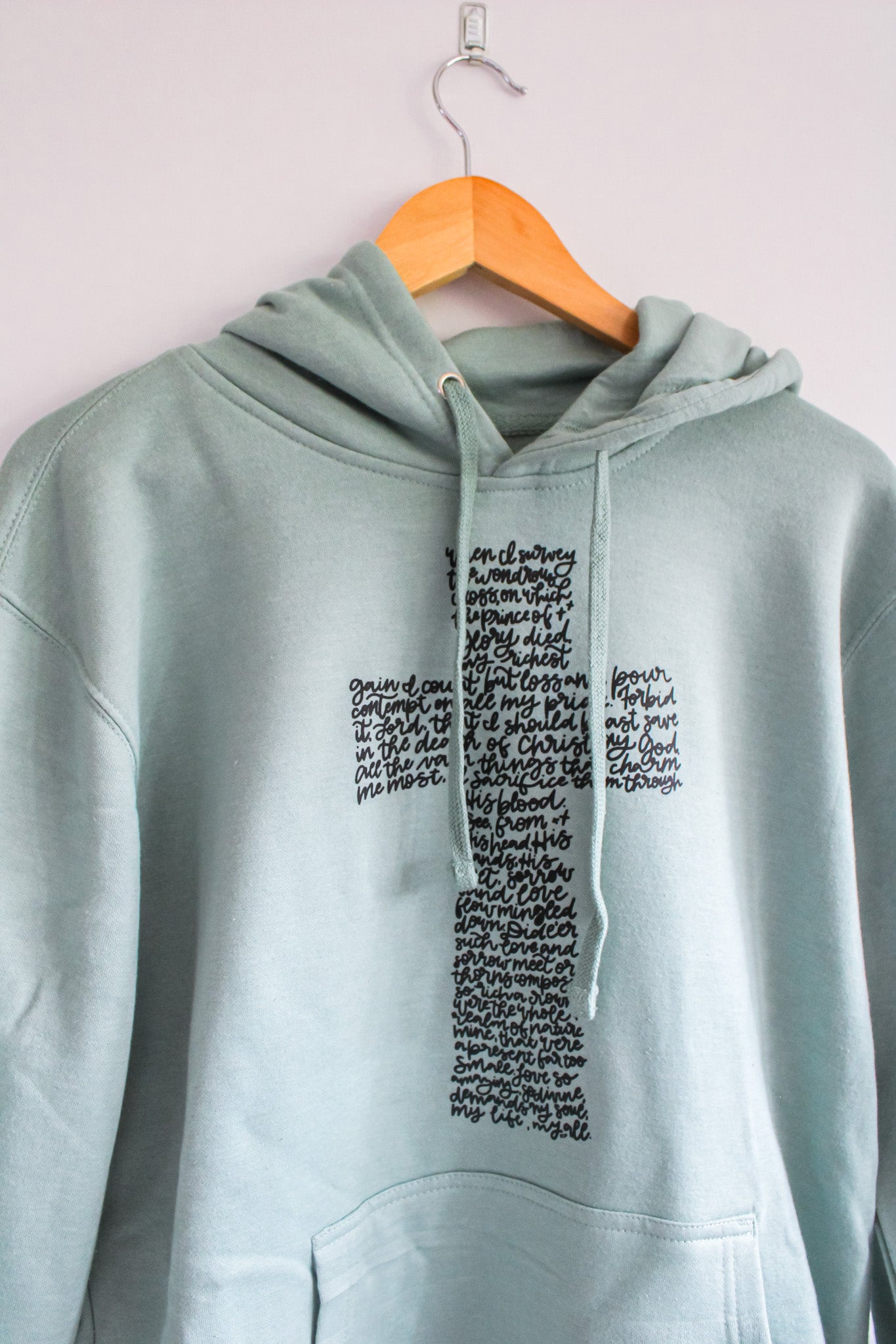 Wondrous Cross Hooded Sweatshirt (Color: Heather Sage)