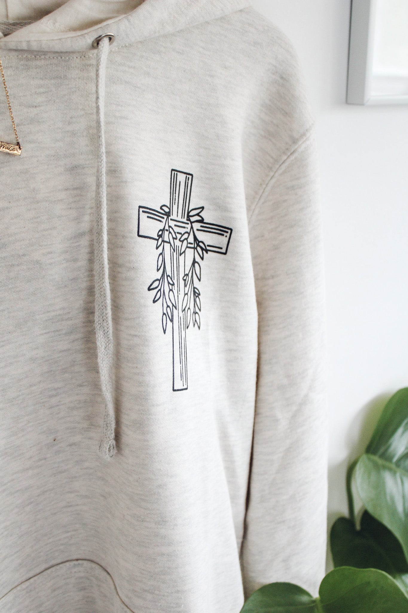 Abide in Me Hooded Sweatshirt (Color: Heathered Oat)