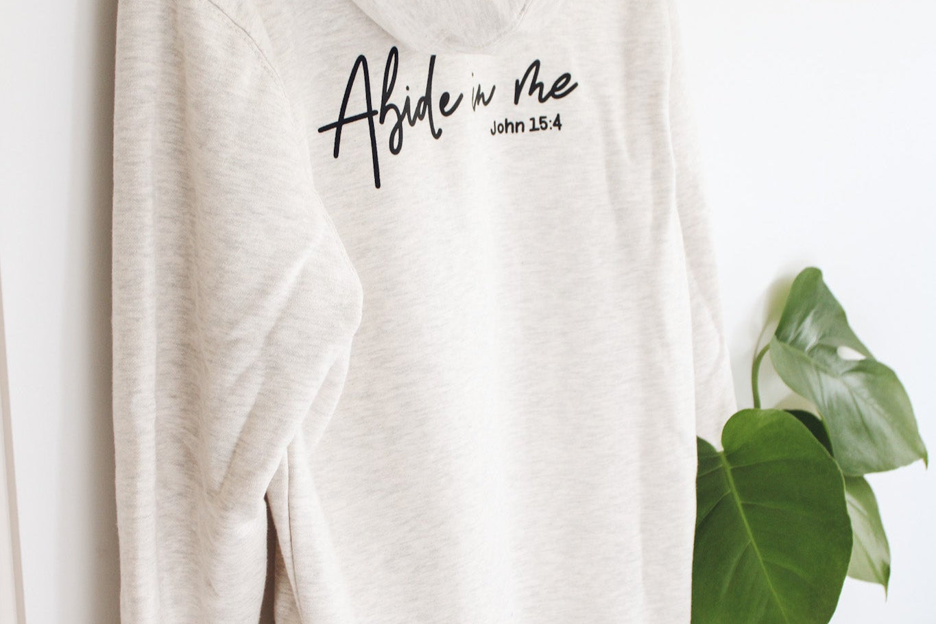 Abide in Me Hooded Sweatshirt (Color: Heathered Oat)