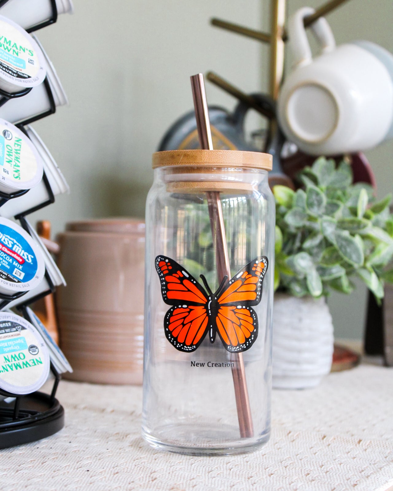 Rose Gold Heart Stainless Steel Straw