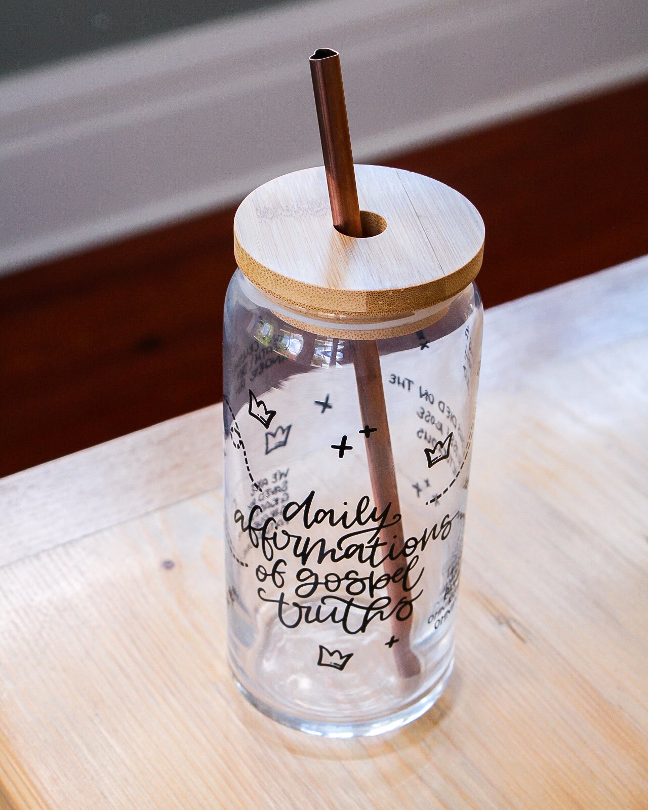 Rose Gold Heart Stainless Steel Straw