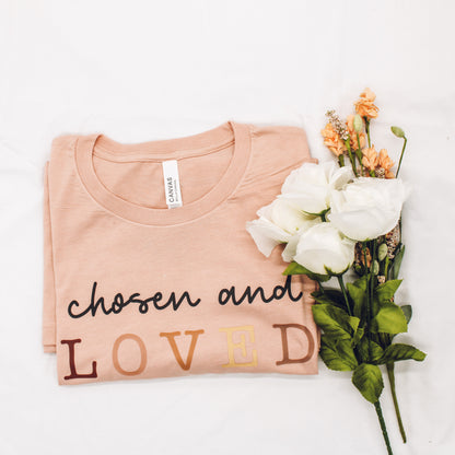 Chosen and Loved Short-Sleeve T-Shirt (Color: Heathered Peach)