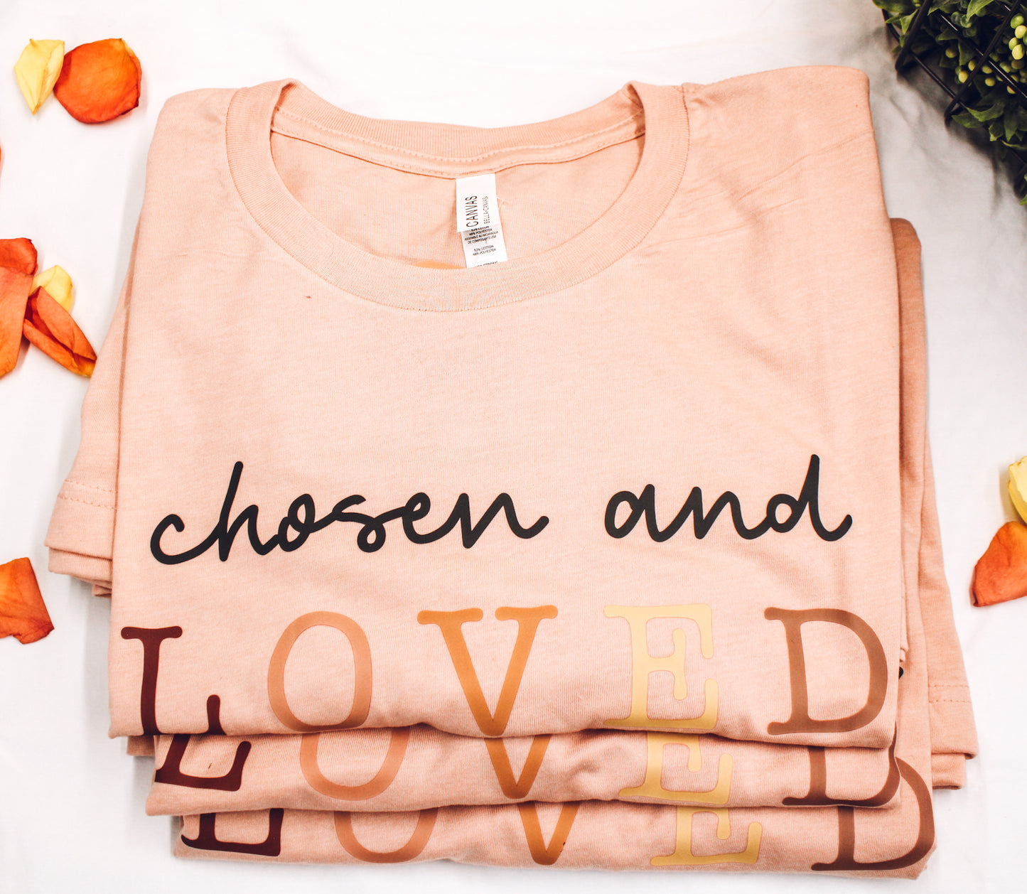 Chosen and Loved Short-Sleeve T-Shirt (Color: Heathered Peach)