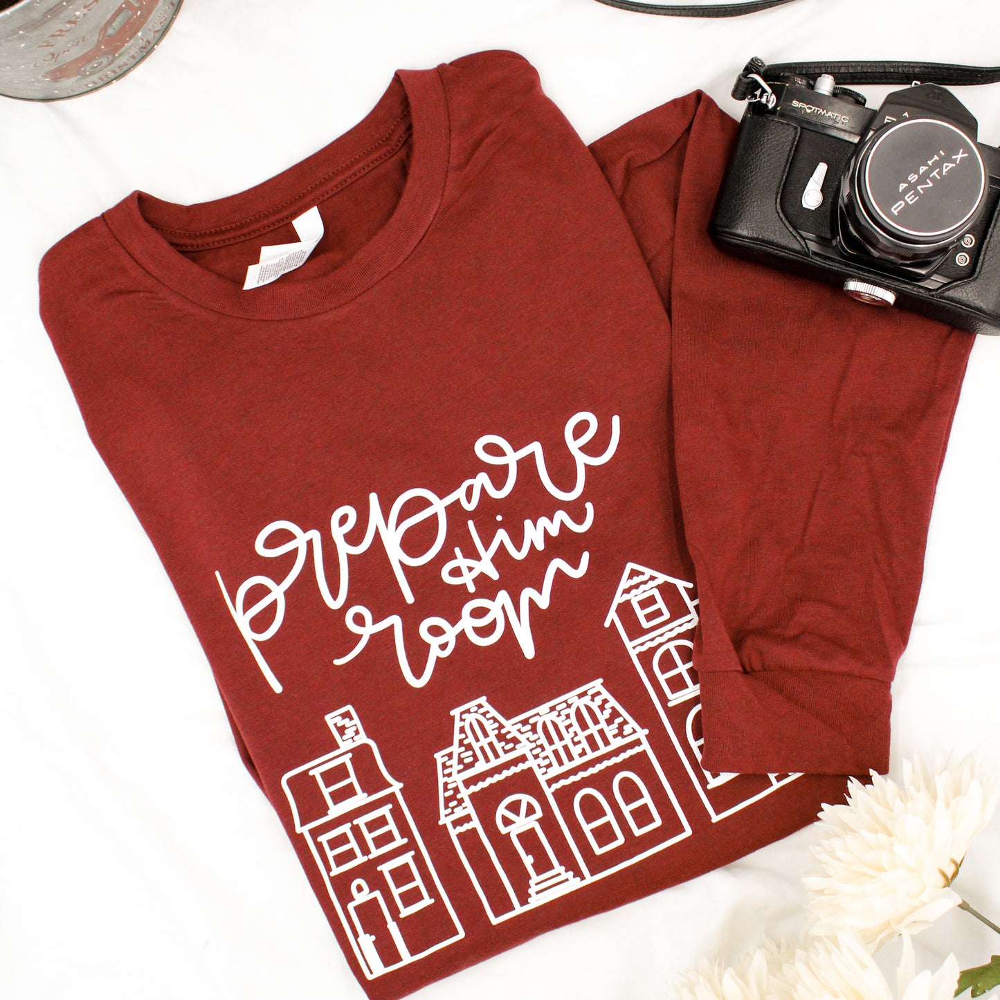 Prepare Him Room Long-Sleeve T-Shirt (Color: Heather Cardinal)