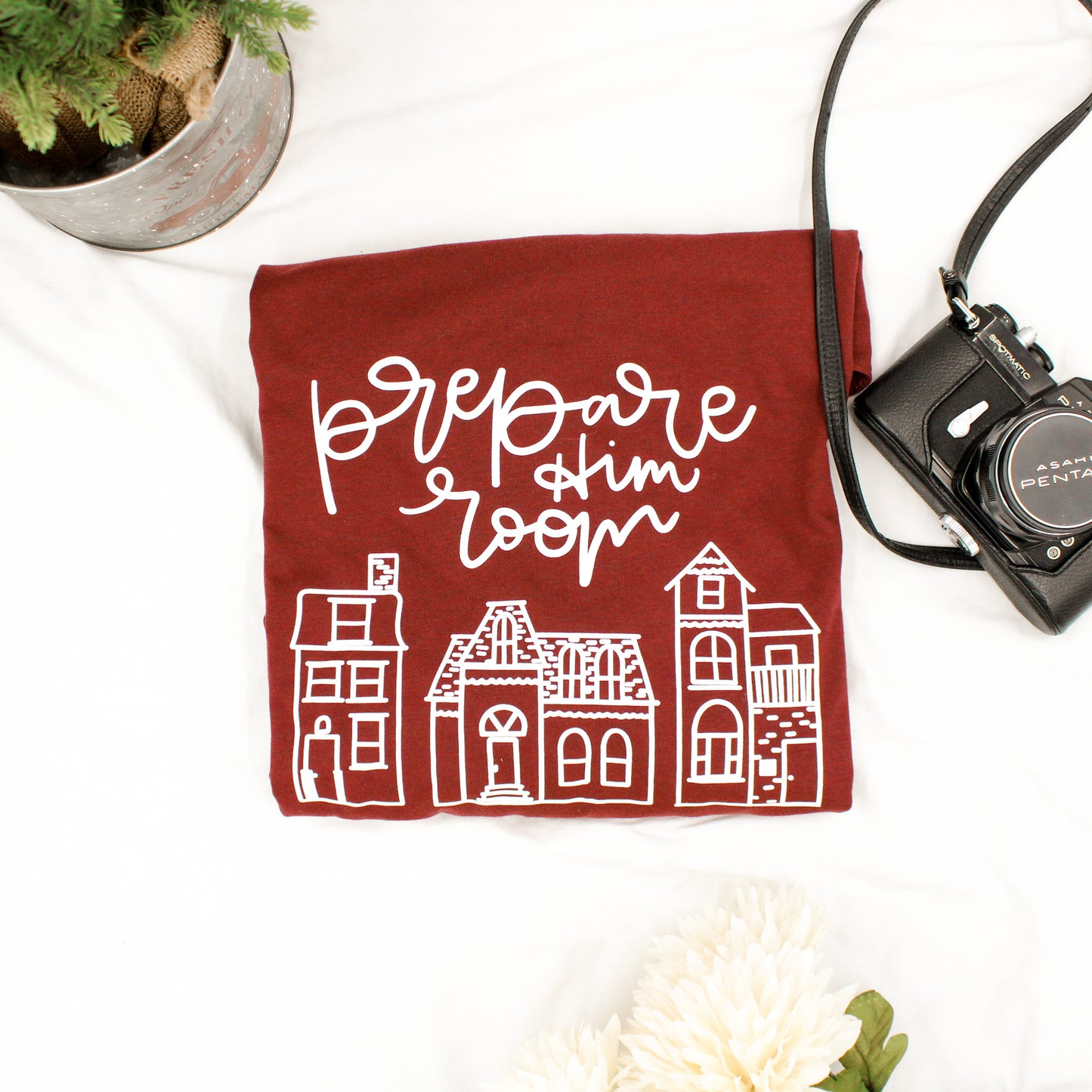 Prepare Him Room Long-Sleeve T-Shirt (Color: Heather Cardinal)
