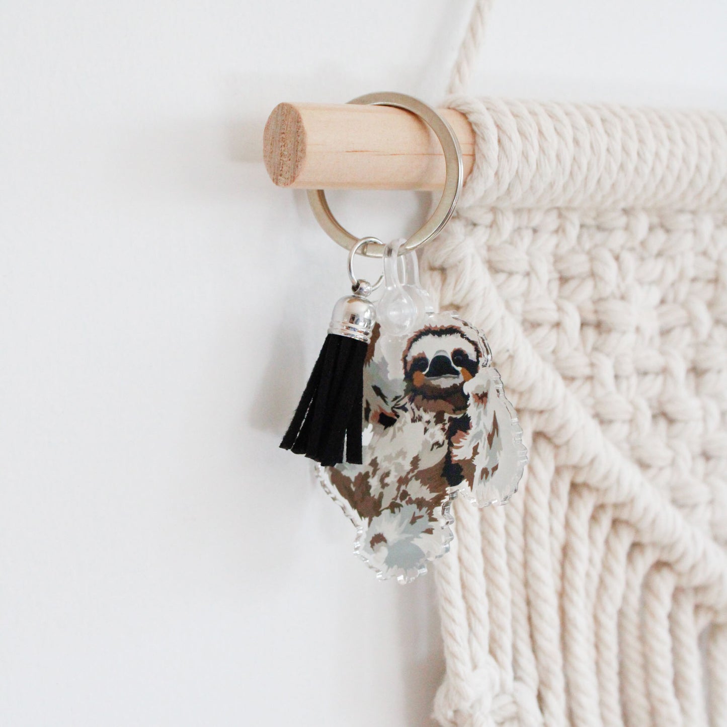 Sloth Acrylic Keychain with Tassel