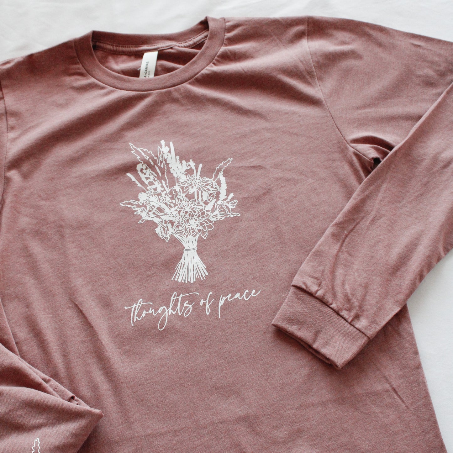 "Thoughts of Peace" Long-Sleeve T-Shirt (Color: Heathered Mauve)