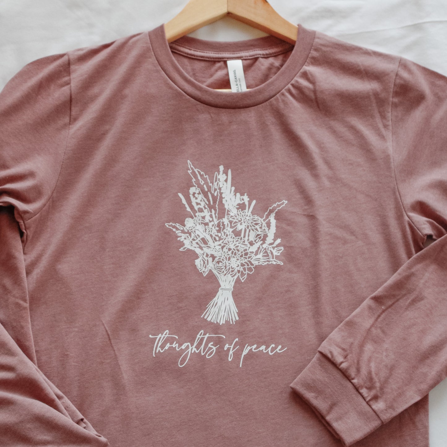 "Thoughts of Peace" Long-Sleeve T-Shirt (Color: Heathered Mauve)