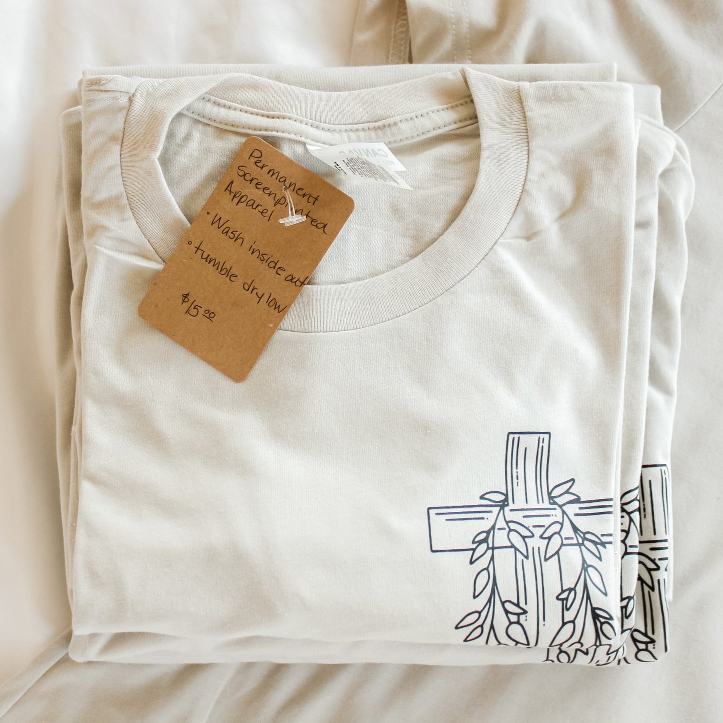 Abide in Me Cross Short-Sleeve Tee (Color: Heathered Dust)