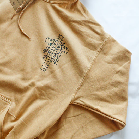 Abide in Me Hooded Sweatshirt with Pocket (Color: Old Gold)