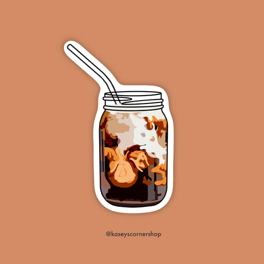 Coffee in a Jar Vinyl Sticker, 3 inch
