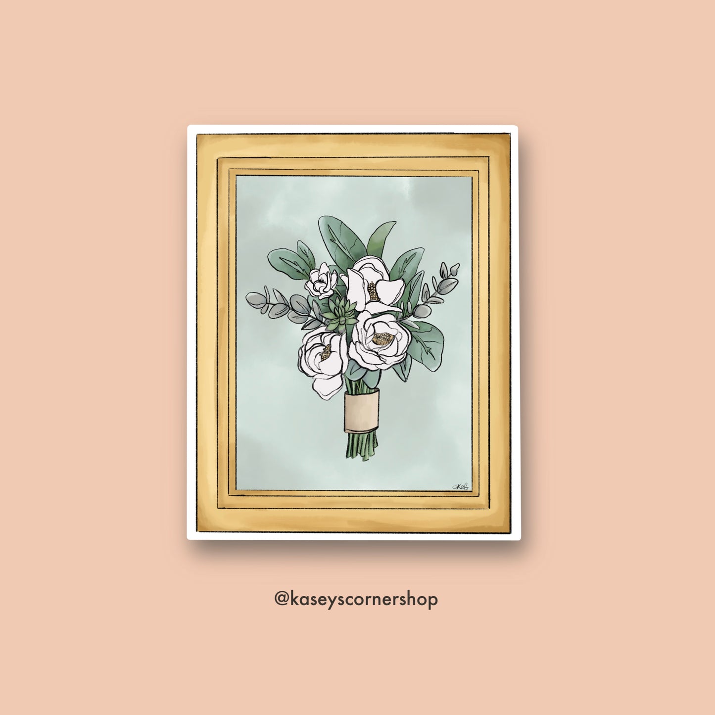 Framed Flower Bouquet Sticker, 3 inches