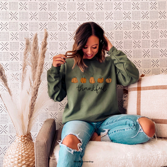 Pumpkin Crewneck Sweatshirt (Color: Green)