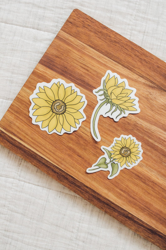 Sunflower Sticker Pack - Set of 3 - 3" Vinyl Stickers