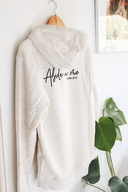 Abide in Me Hooded Sweatshirt (Color: Heathered Oat)