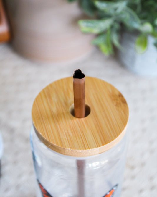 Rose Gold Heart Stainless Steel Straw