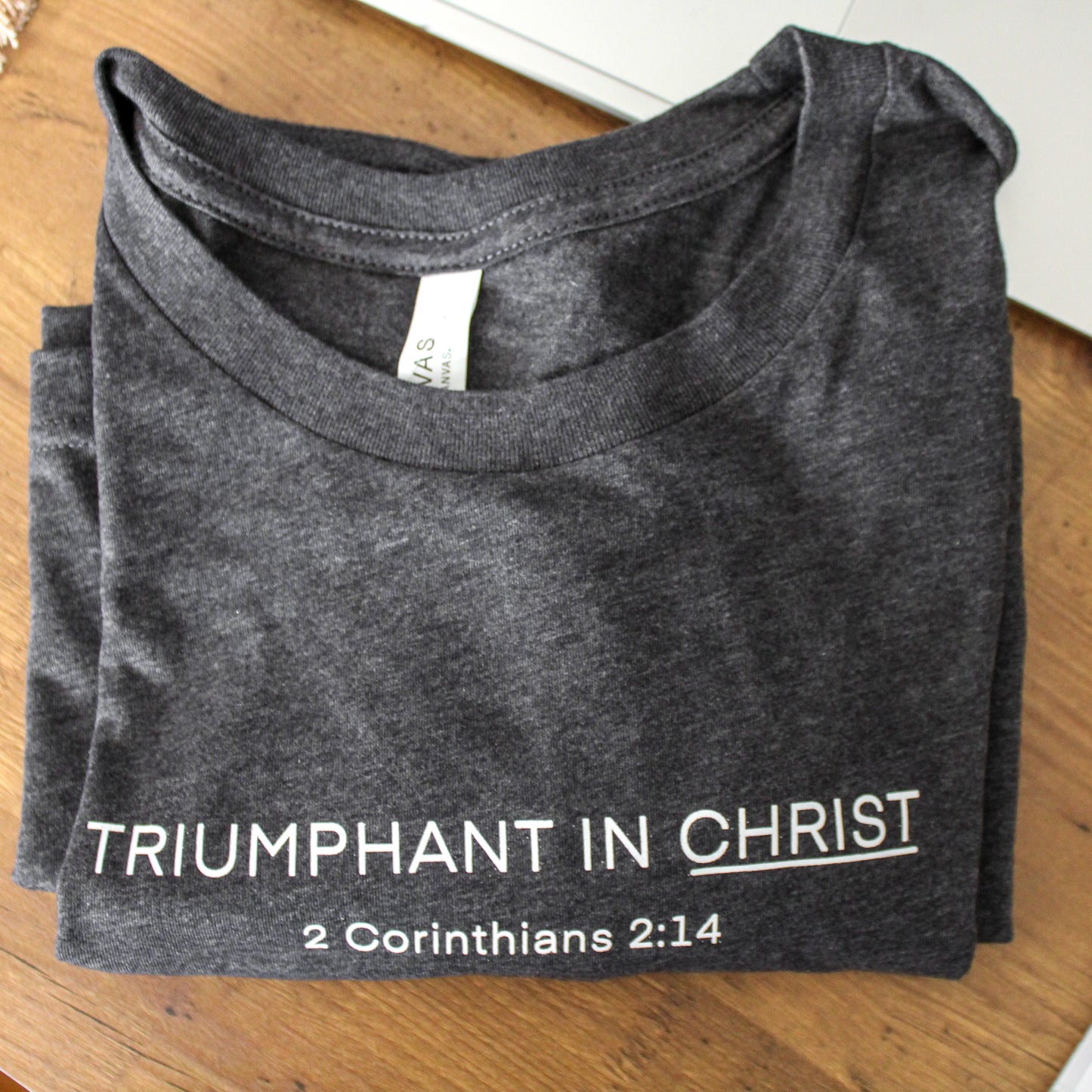 Triumphant in Christ UNISEX Short-Sleeve T-Shirt (Color: Heathered Charcoal)