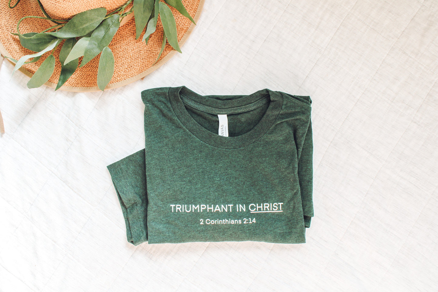 Triumphant in Christ UNISEX Short-Sleeve T-Shirt (Color: Heathered Emerald)