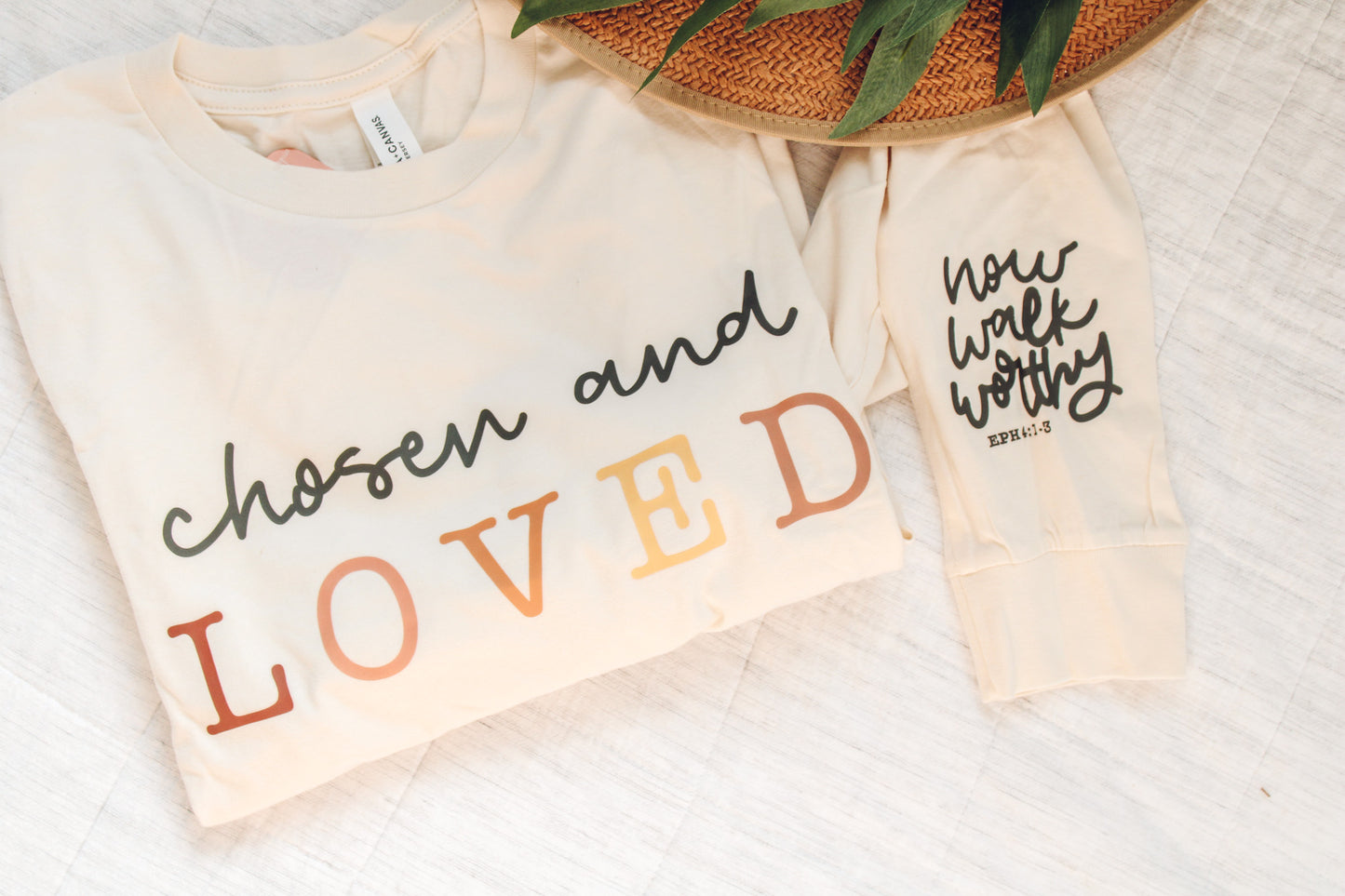 Chosen and Loved Long-Sleeve T-Shirt (Color: Natural)