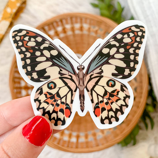 Painted Butterfly Vinyl Sticker, 3 inches