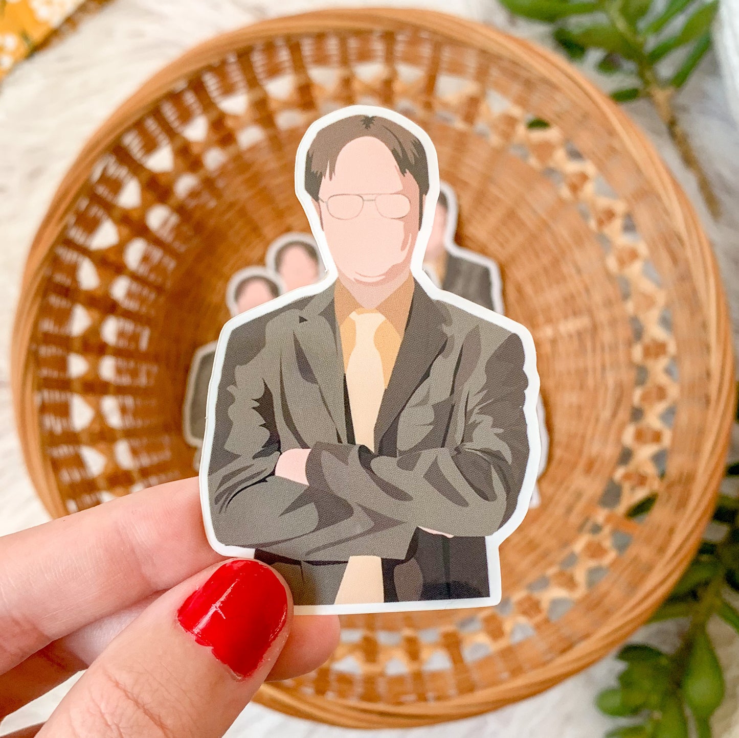 Dwight Shrute Fan Art Vinyl Sticker, 3 inch