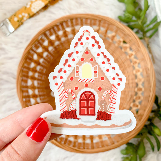 Gingerbread House Vinyl Sticker, 3 inches