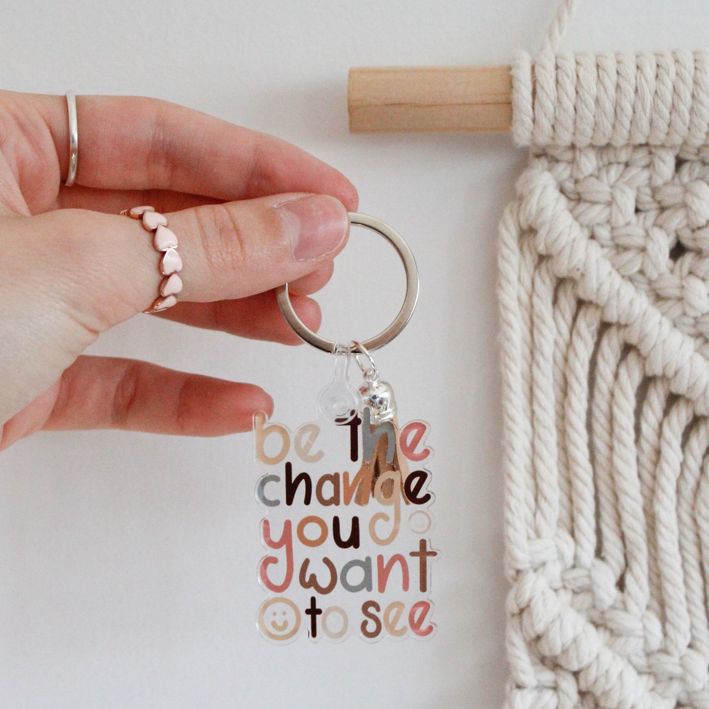 Be the Change Acrylic Keychain with Tassel