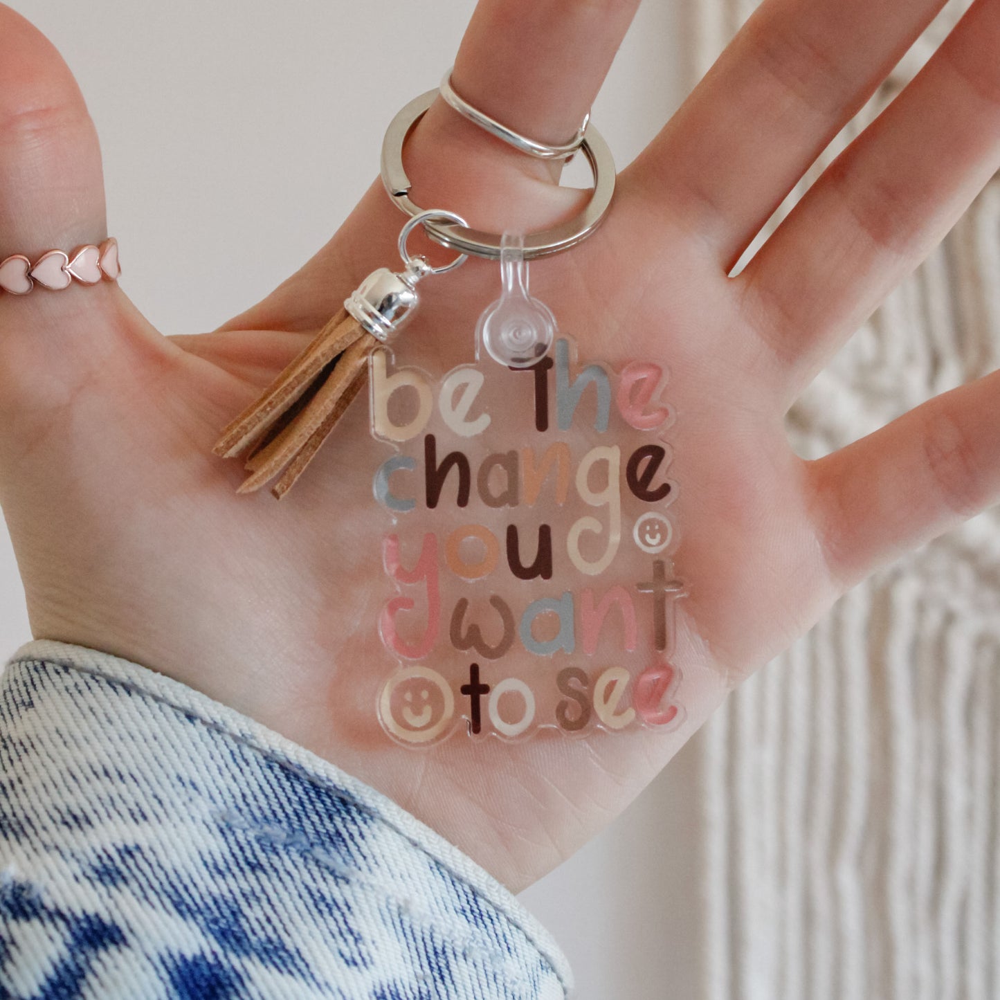 Be the Change Acrylic Keychain with Tassel
