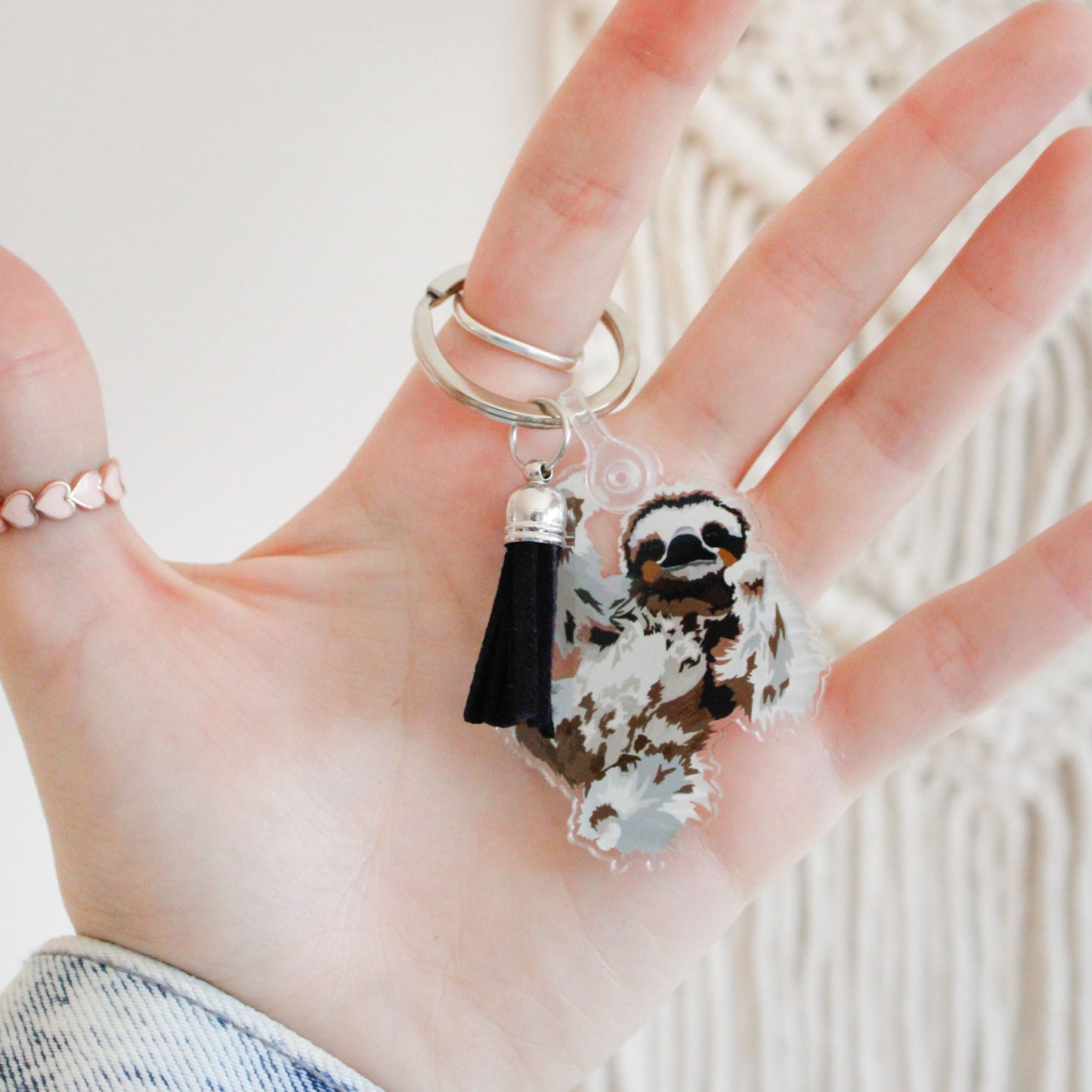 Sloth Acrylic Keychain with Tassel