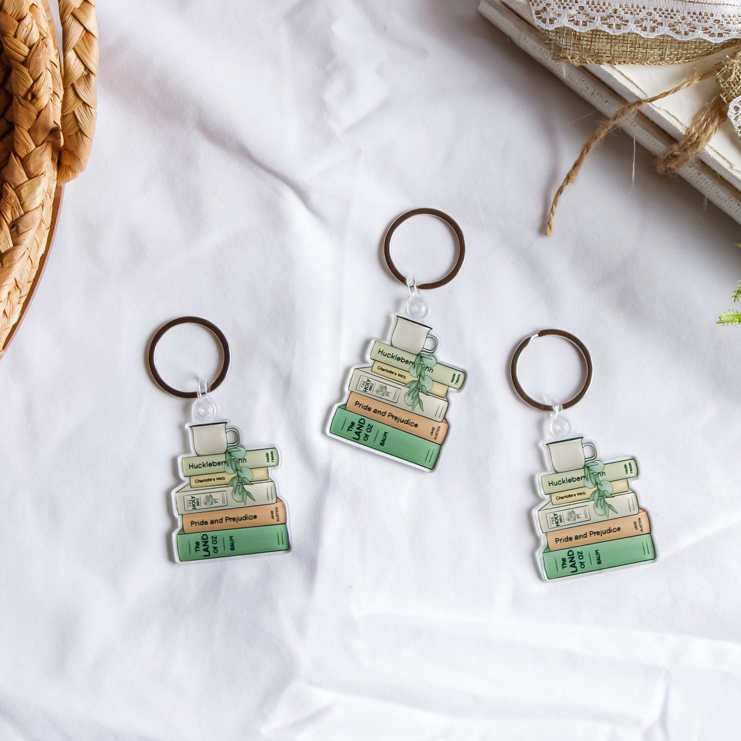 Books and Coffee Acrylic Keychain