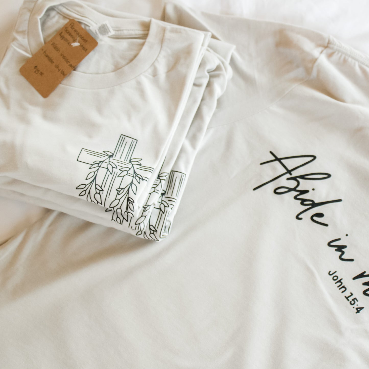 Abide in Me Cross Short-Sleeve Tee (Color: Heathered Dust)