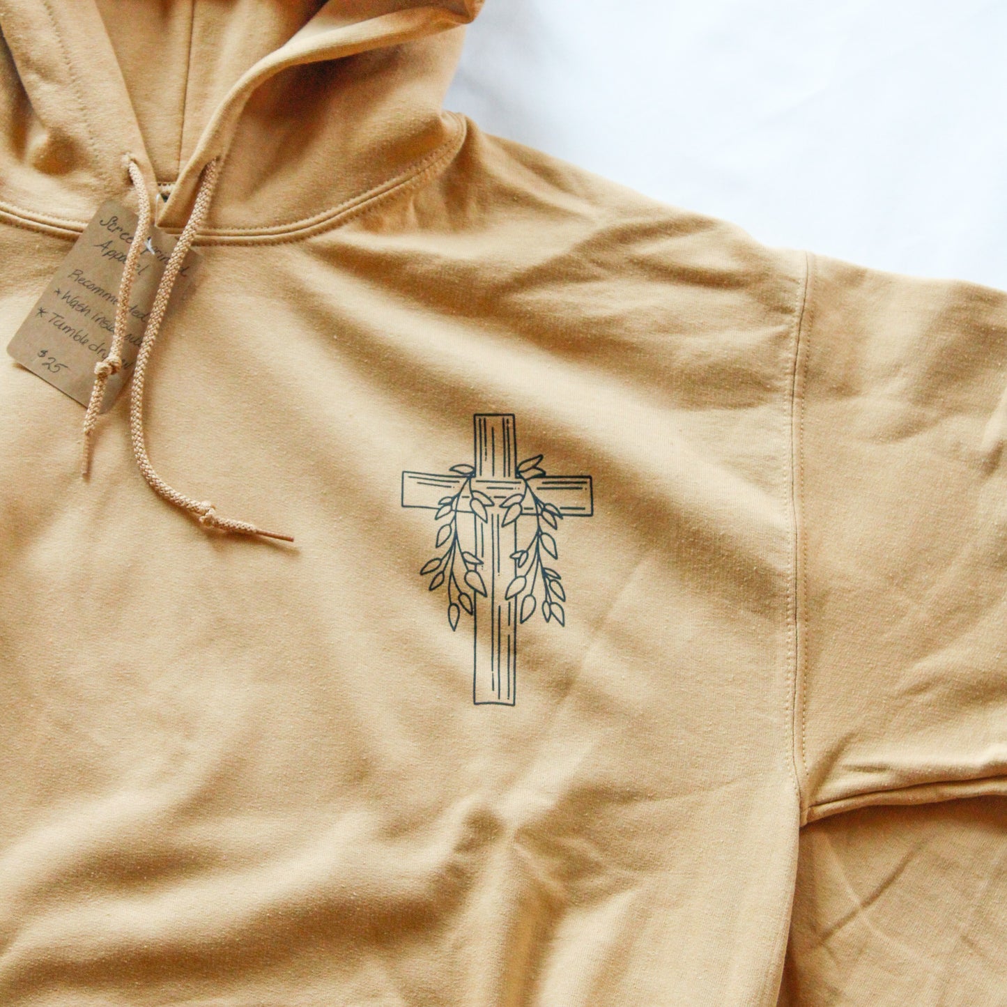 Abide in Me Hooded Sweatshirt with Pocket (Color: Old Gold)