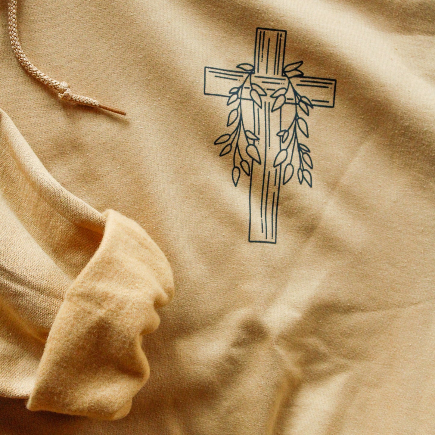 Abide in Me Hooded Sweatshirt with Pocket (Color: Old Gold)