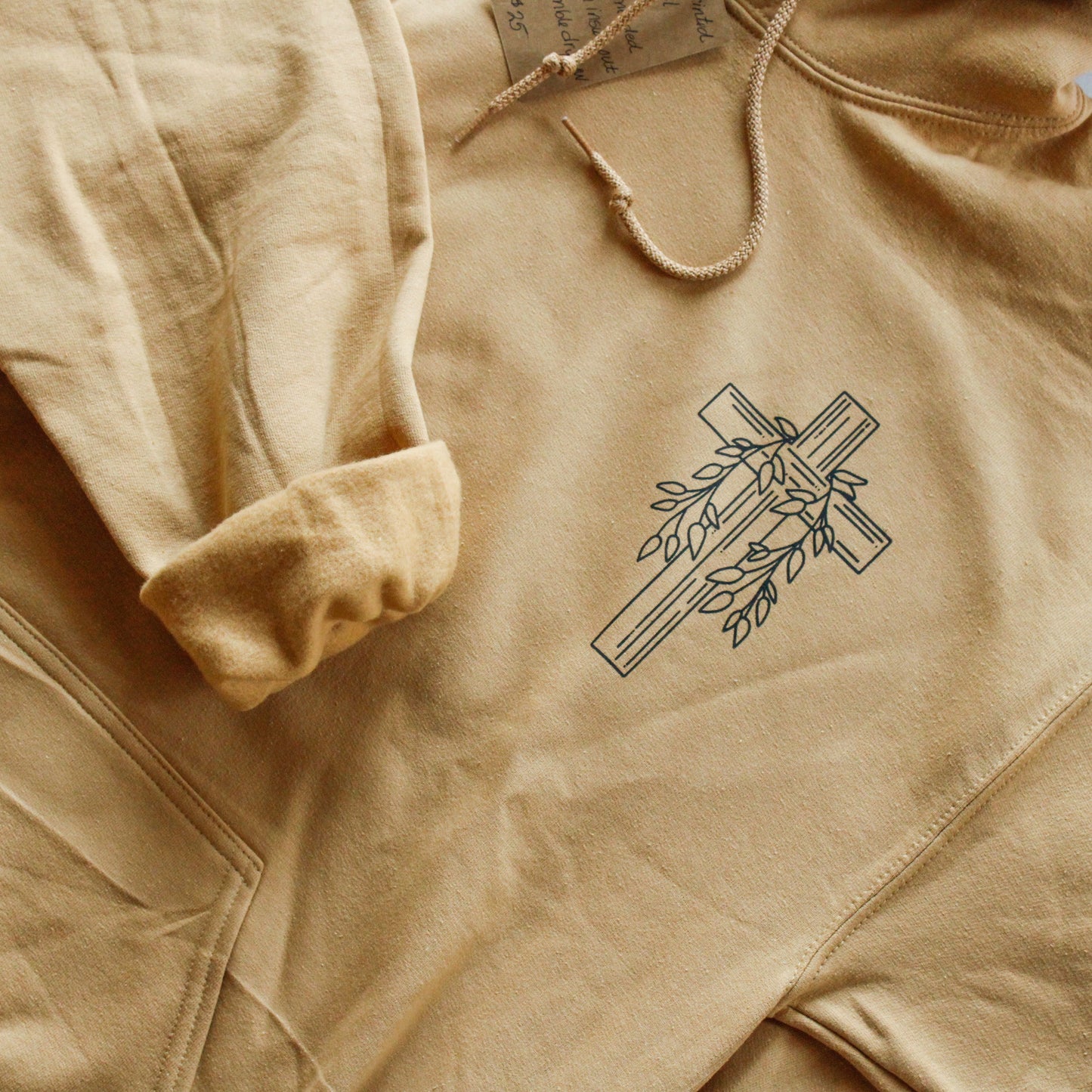 Abide in Me Hooded Sweatshirt with Pocket (Color: Old Gold)