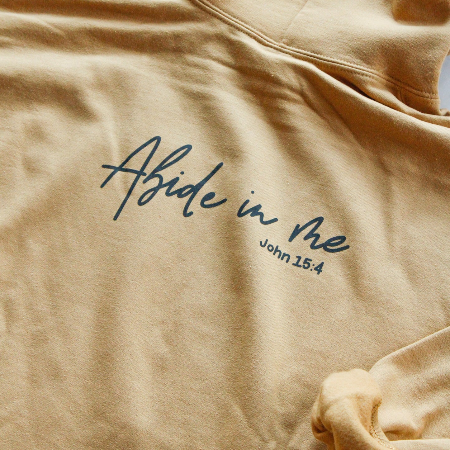 Abide in Me Hooded Sweatshirt with Pocket (Color: Old Gold)