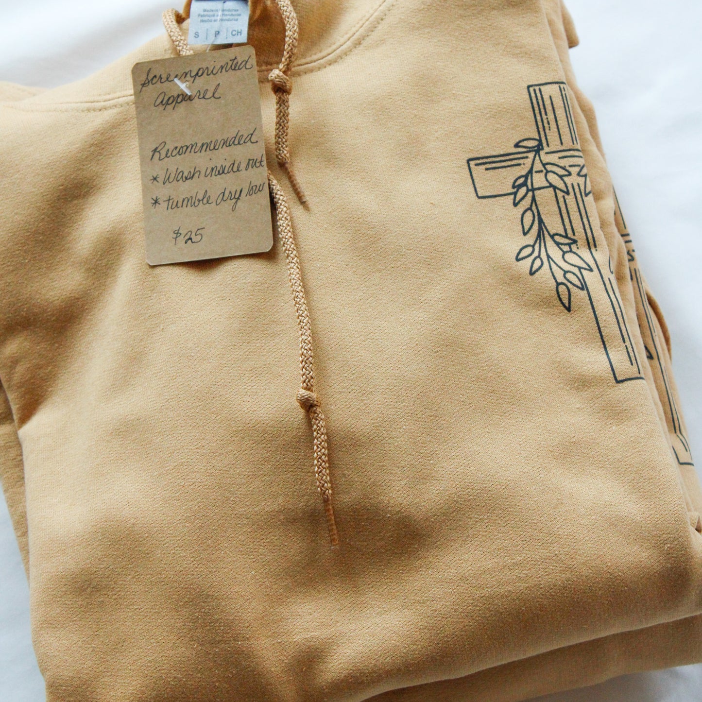 Abide in Me Hooded Sweatshirt with Pocket (Color: Old Gold)