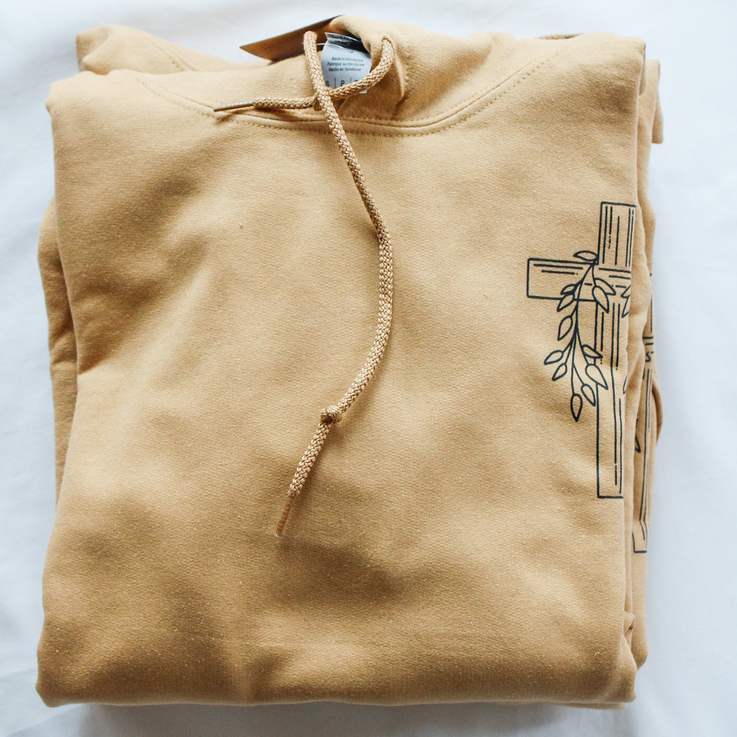 Abide in Me Hooded Sweatshirt with Pocket (Color: Old Gold)