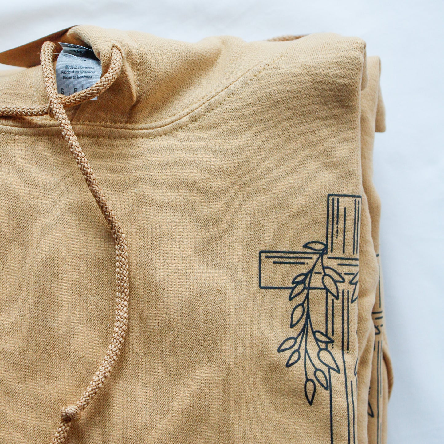 Abide in Me Hooded Sweatshirt with Pocket (Color: Old Gold)