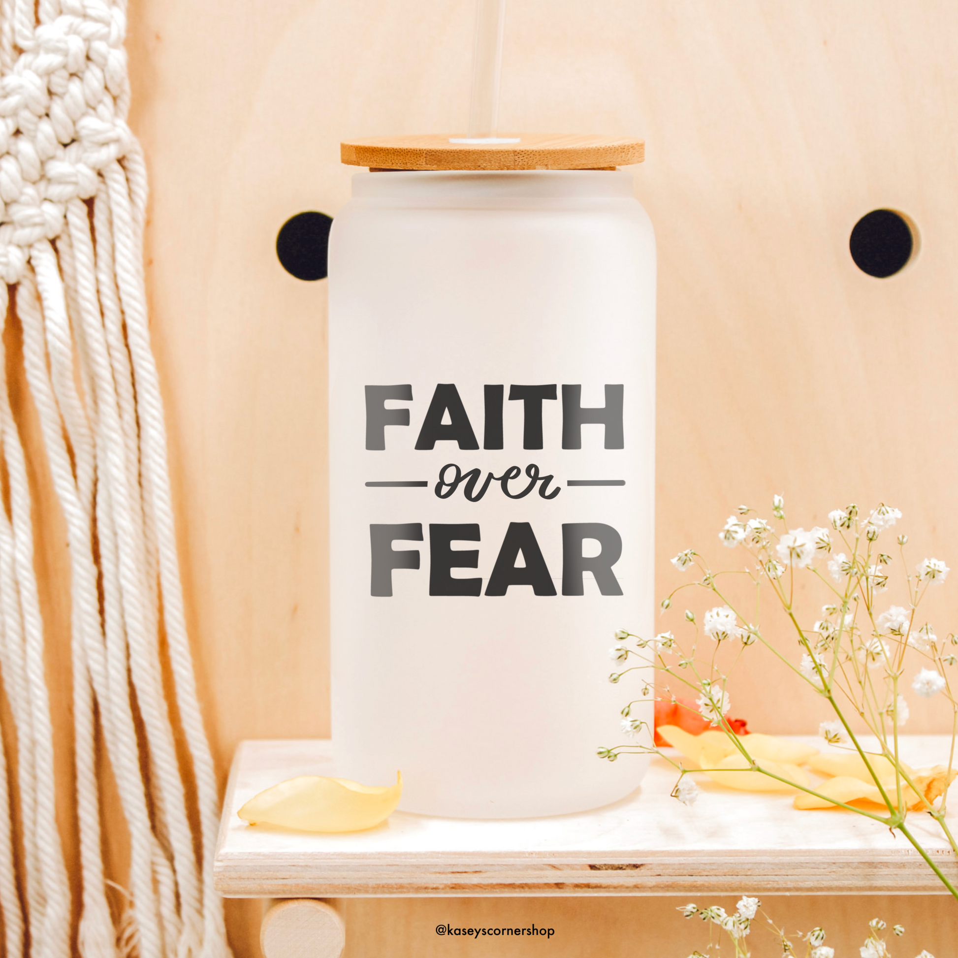 Faith 16 oz glass can cup, beer can cup, clear or frosted, glass