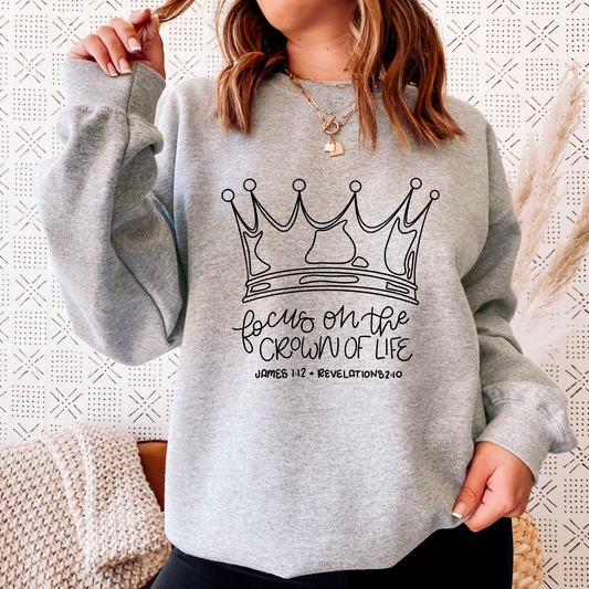 Crown of Life Crewneck Sweatshirt (Color: Ash Gray)