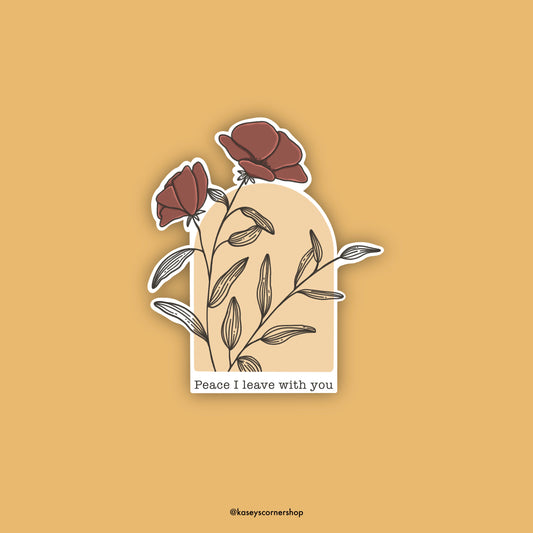 Peace I Leave Burgundy Floral Verse Sticker, 3 inches