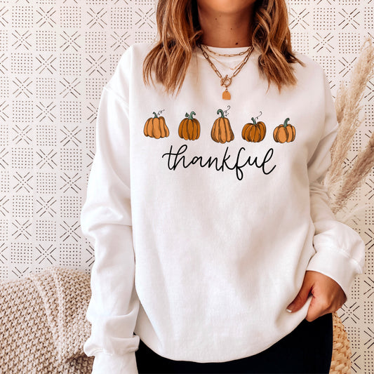 Pumpkin Crewneck Sweatshirt (Color: White)
